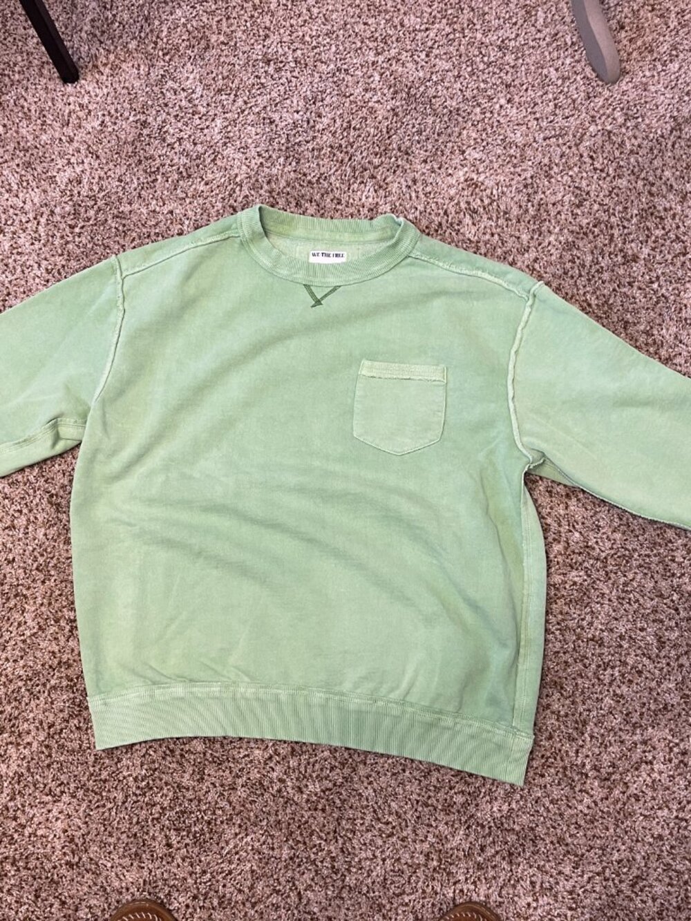 Free People (We The Free) Moderate Weight Sweatshirt Size S Lime Green - Picture 4 of 5